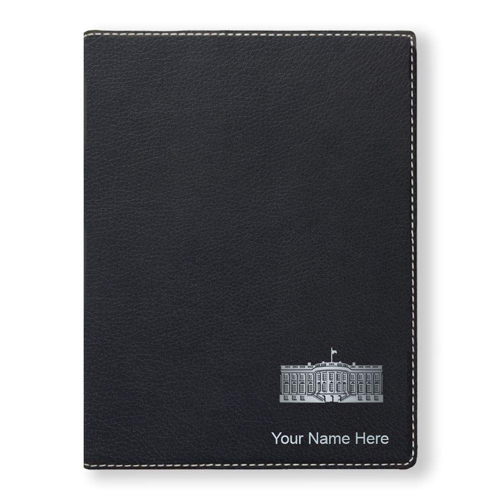 Small Portfolio Notepad, The White House, Personalized Engraving Included (Black)