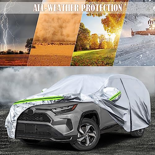 Image of Waterproof Car Covers Replace for 2013-2025 Toyota RAV4, 6 Layers All Weather Custom-fit Car Cover with Zipper Door & Windproof Bands for Snow Rain Dust Hail Protection (RAV4)