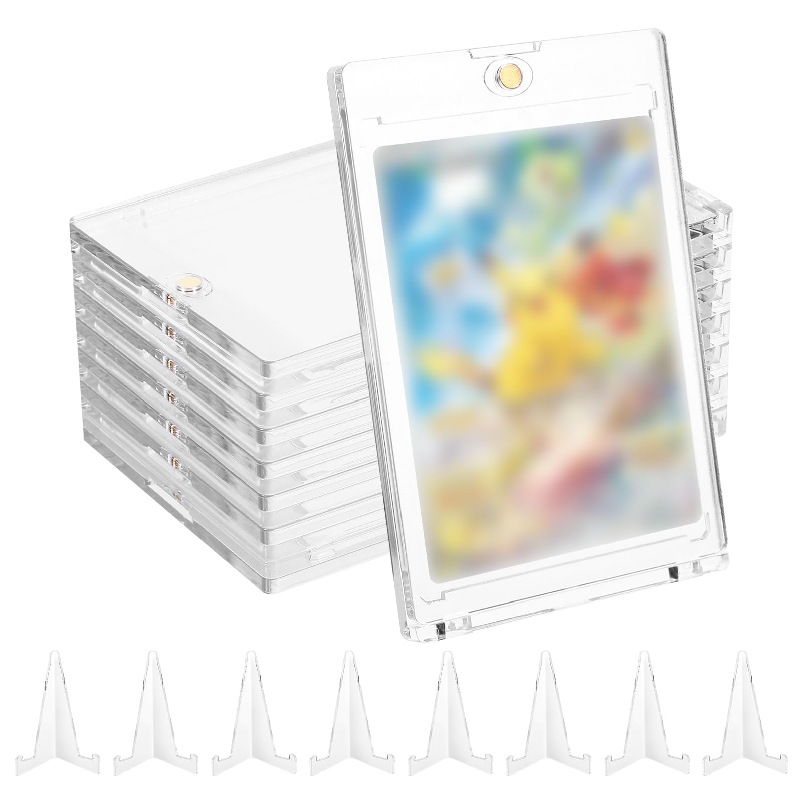 14x Magnetische Kartenhüllen 35PT Mit Ständern – Transparente Sammelkarten-Schutzhüllen