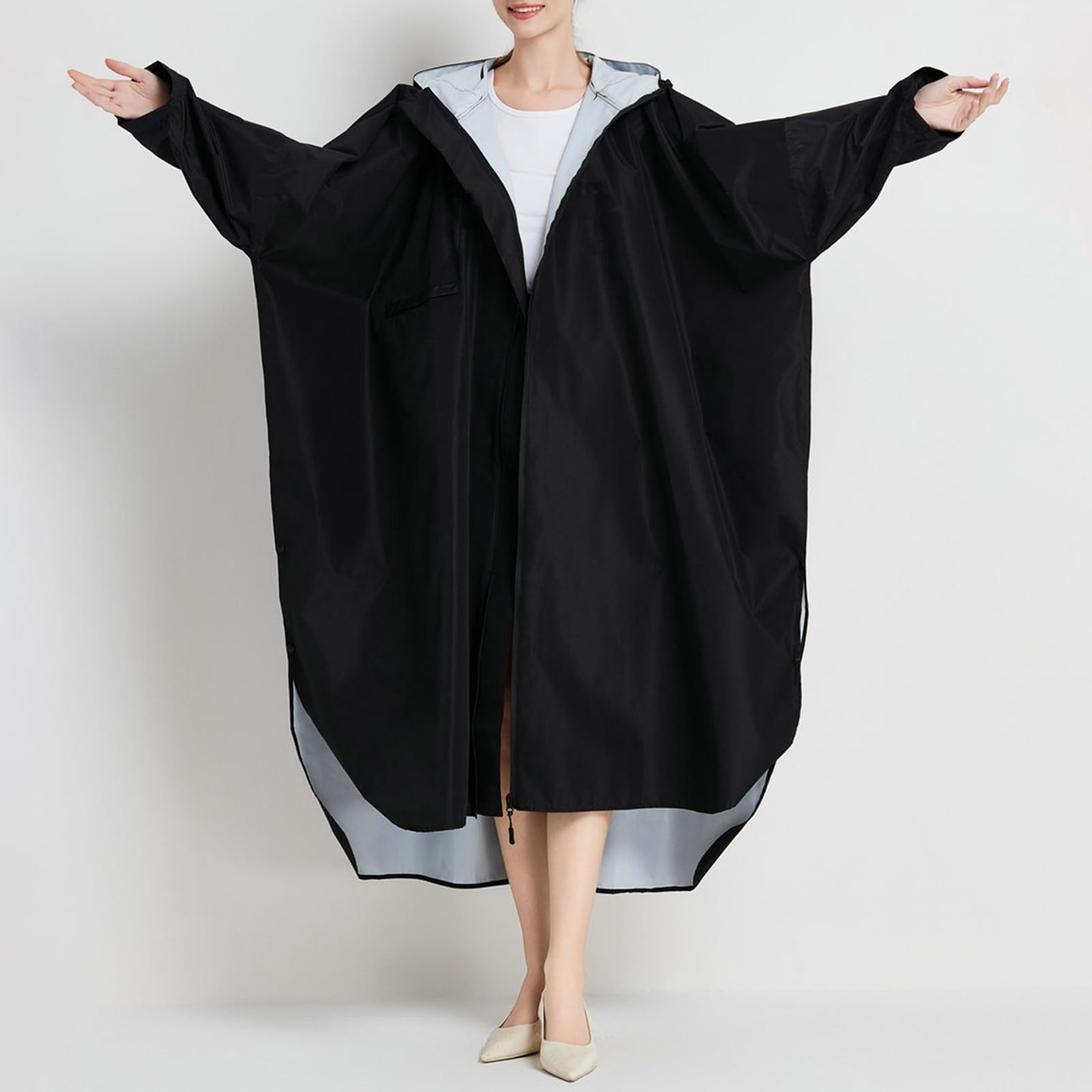 Generisch Poncho de lluvia para adultos, unisex, largo, con capucha, material de moda, para ciclismo, senderismo, viajes