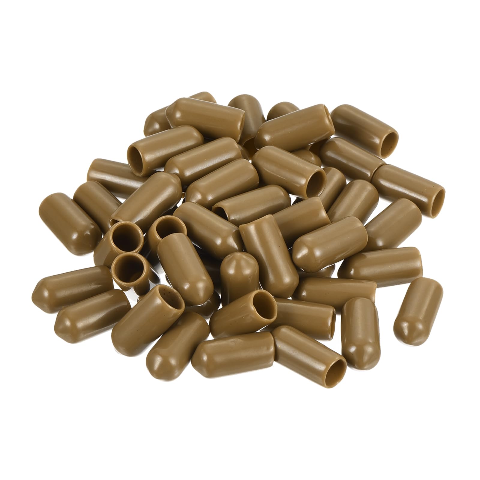 uxcell 100pcs Rubber End Caps 6.5mm(1/4") ID Vinyl PVC Round Tube Bolt Cap Cover Screw Thread Protectors Light Brown