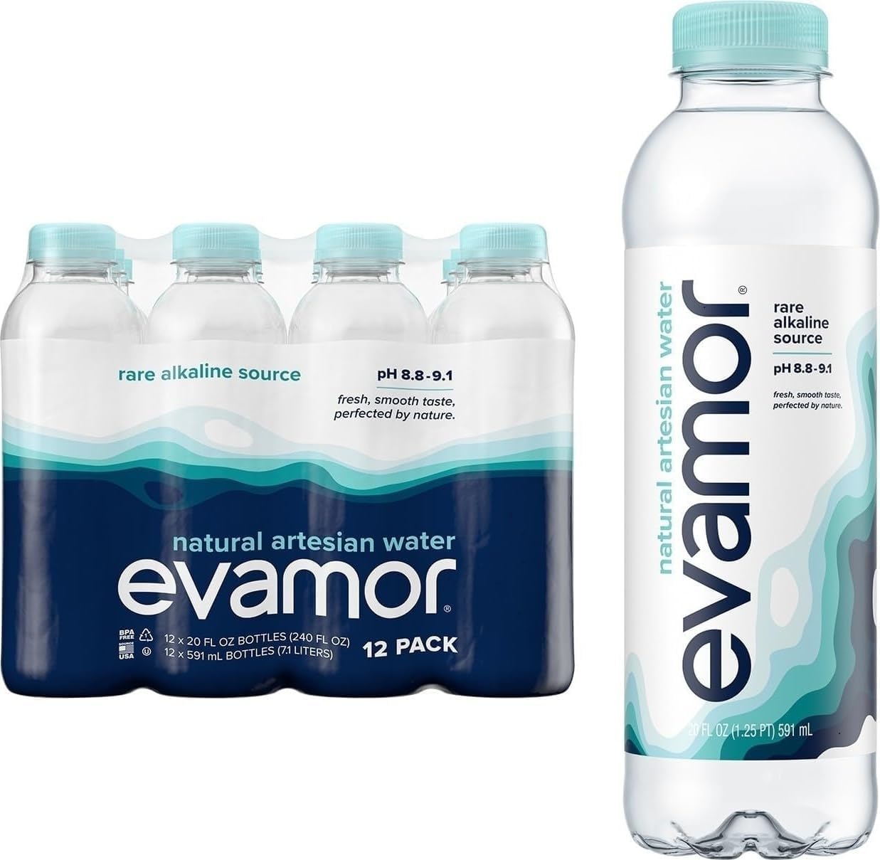 Artesian Bottled Water - Single Source, Naturally Alkaline and Full of Electrolytes for Hydration and Health, 20 Fl. Oz. Bottles (Pack of 12)