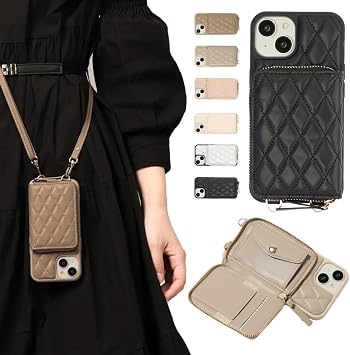 iPhone 11 Case, Shoulder and Smartphone Case, Back Diary-Type, Card Storage, Coin Storage, Strap Included, Adjustable Length, Shoulder Hanging, Neck Hanging, Crossbody, Stand Function, Ring