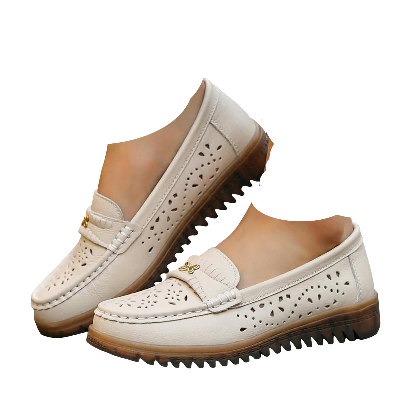 Sneakers for Women Slip On Shoes for Women, Womens Sneakers Comfortable Arch Support Non-Slip Cushioned Breathable Fabric Teen Girls Shock Absorbing Office Elastic Walking Running Shoes 6 Beige