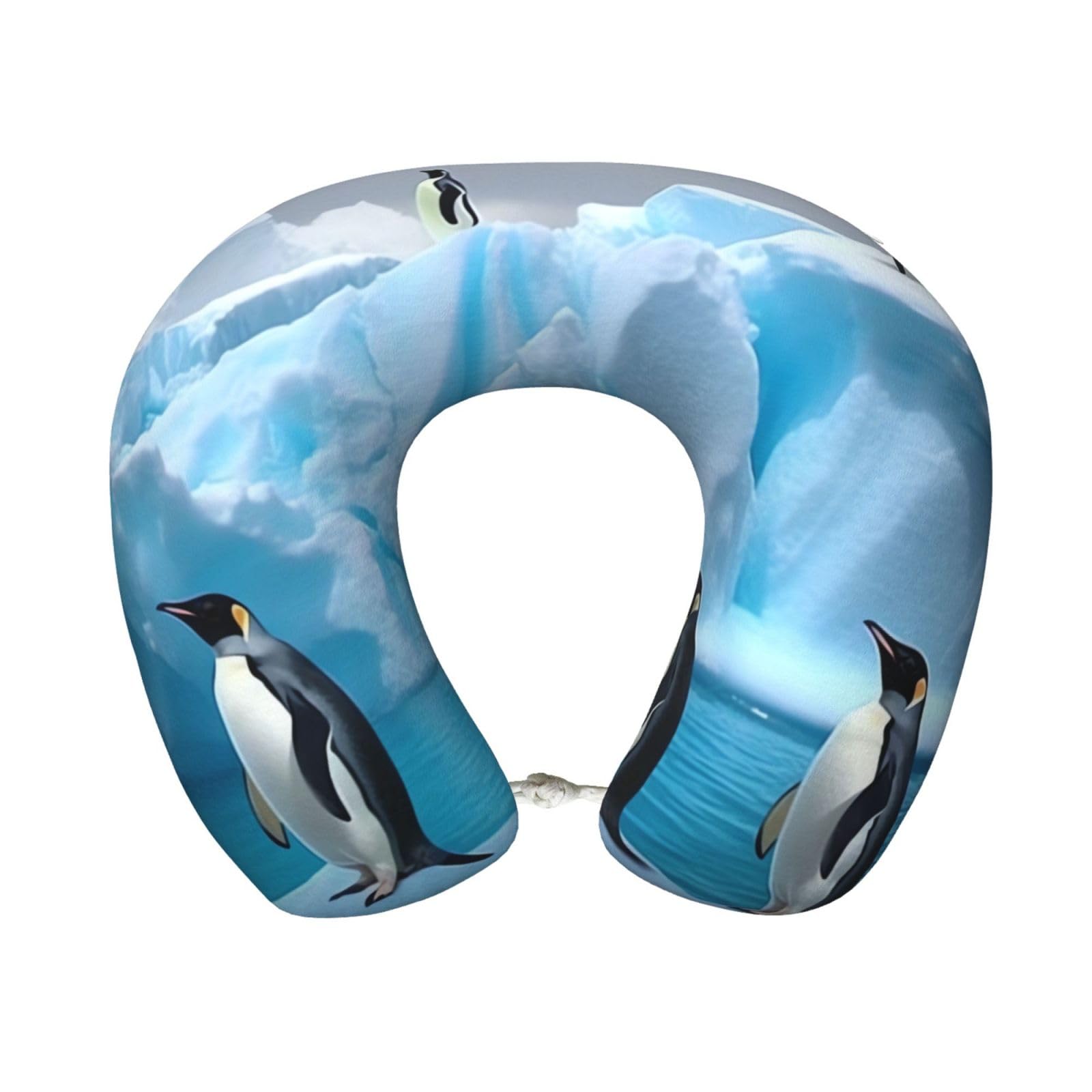 Anceky As Pic Penguins On The Iceberg Travel Pillow Neck Rest Soft Comfortable Memory Foam Travel Neck Pillow U-Shaped Sleeping Rest Cushion Travel Accessories For Airplane Car And Office