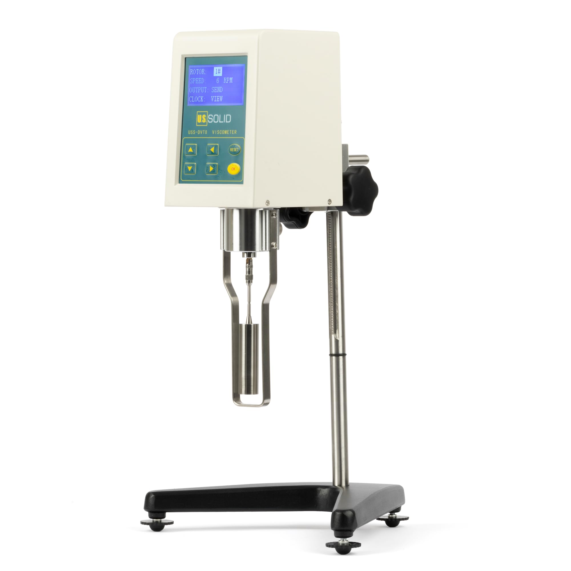 U.S.SOLID Rotary Viscometer Viscosity Meter, LCD Display, ±2% Accuracy, 4 Rotors, 100-240V (2x10^6 mPa·s (Temp Probe, with RS232)