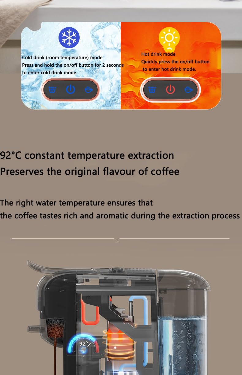 Cafetera De Cápsulas 5 En 1, Cafetera Multicápsulas para Café Caliente Y Frío, Extracción a Temperatura Constante De 92 °C, Alta Presión De 19 Bar, para El Hogar Y La Oficina Utilizar Blanco