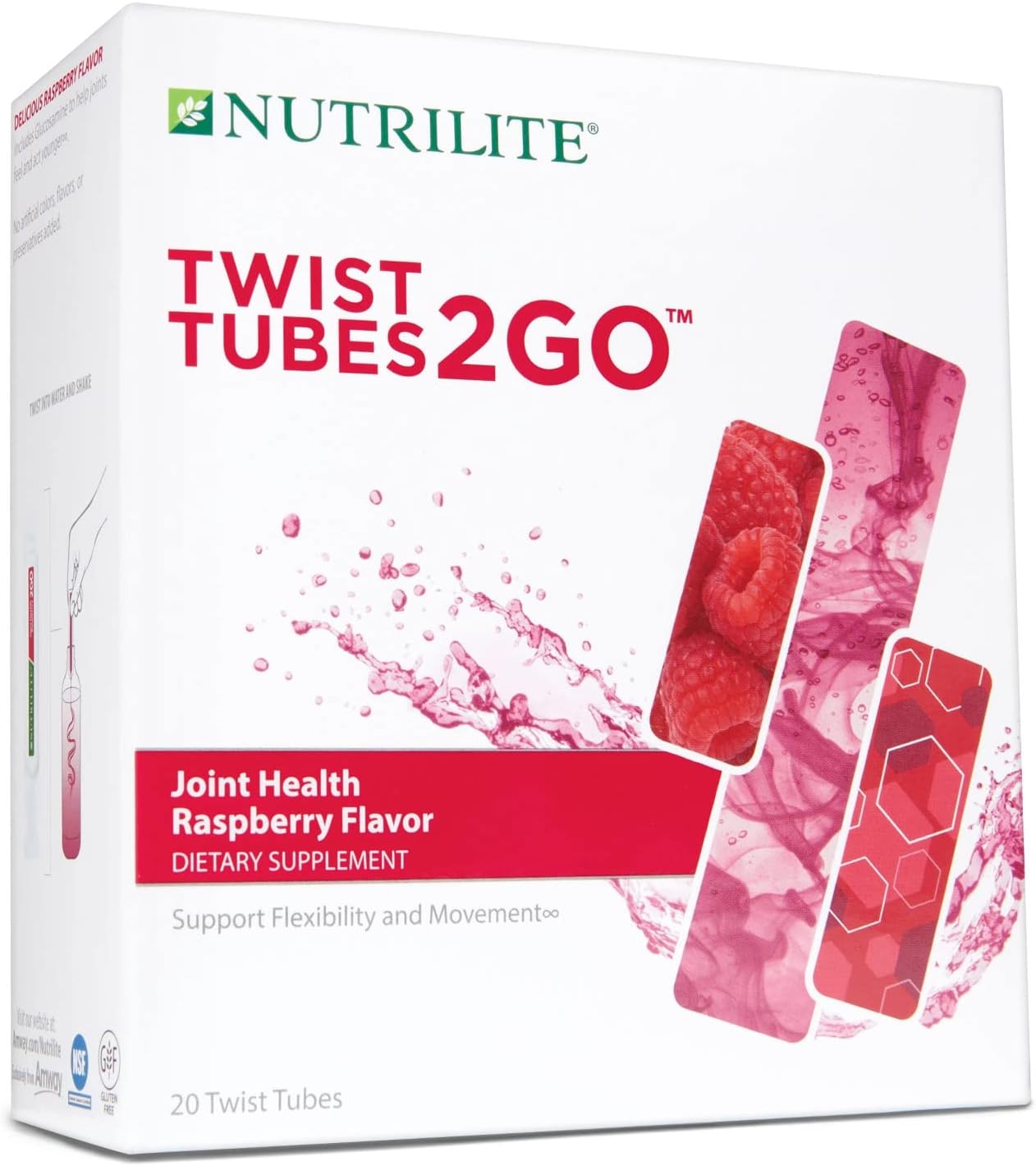 NutriliteTwist Tubes - Raspberry flavor Joint Health has more glucosamine for joint health (20 twist tubes)