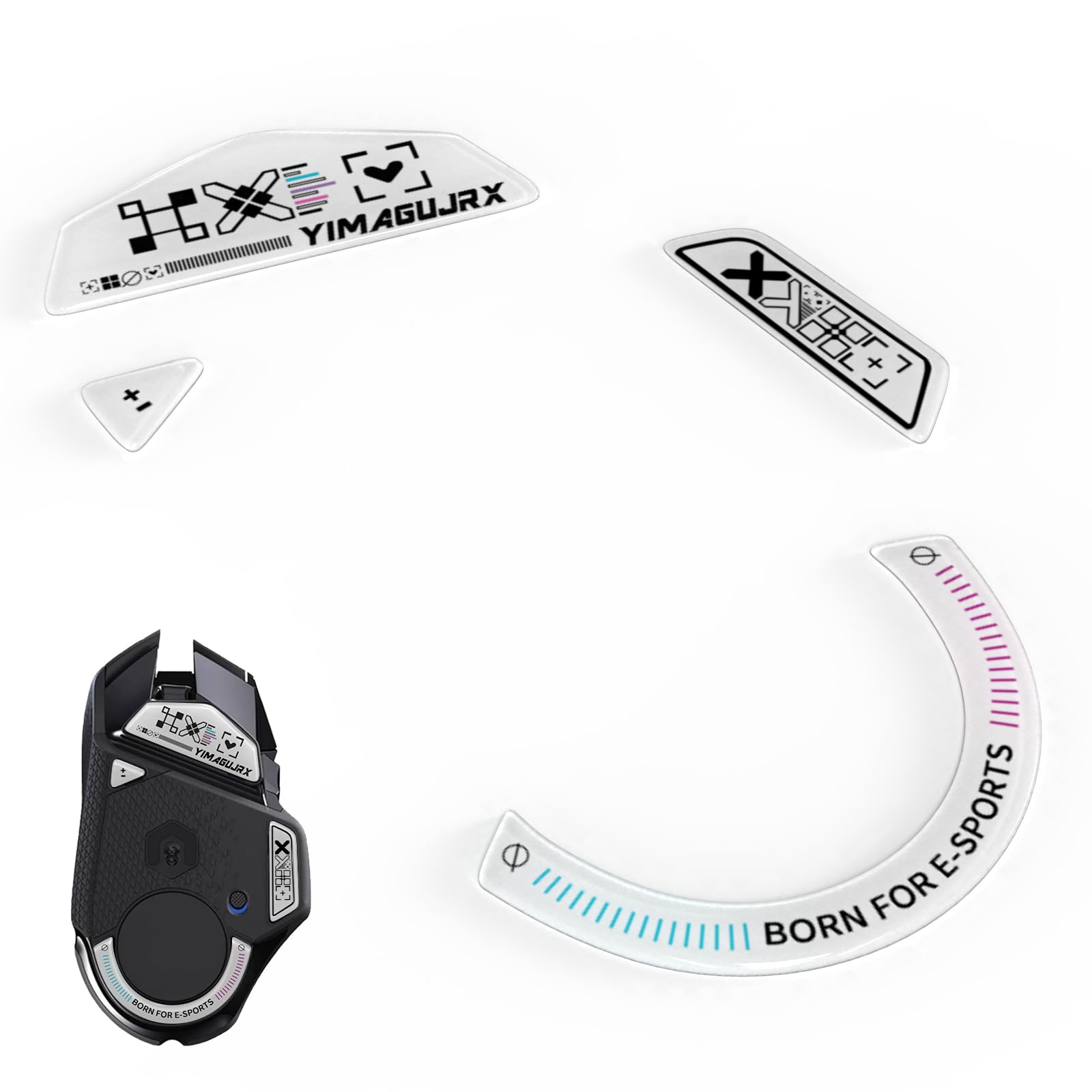 YIMAGUJRX Glass Mouse Skates for Logitech G 502 Lightspeed Wireless,Fastest and Smoothest Mouse Feet/Skates (White Print)