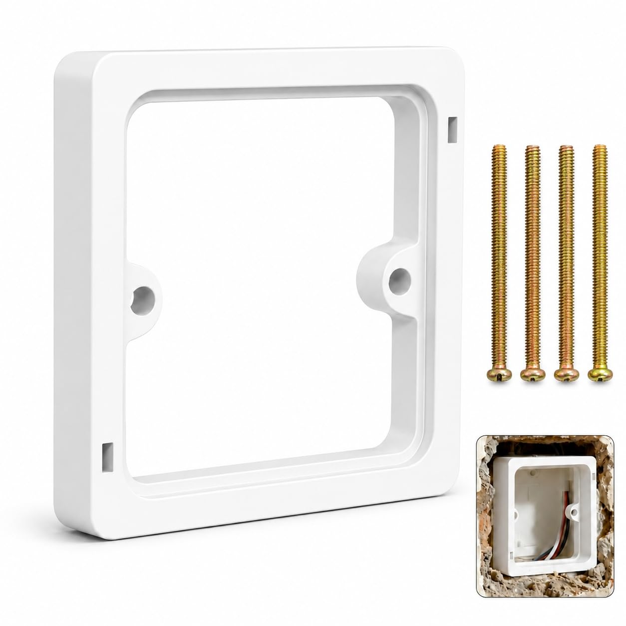 Entretoise Prise Électrique 10mm, Rallonge Boîtier Prise Unique 1 Poste, Kit Extension Durable Interrupteur Lumière Blanc