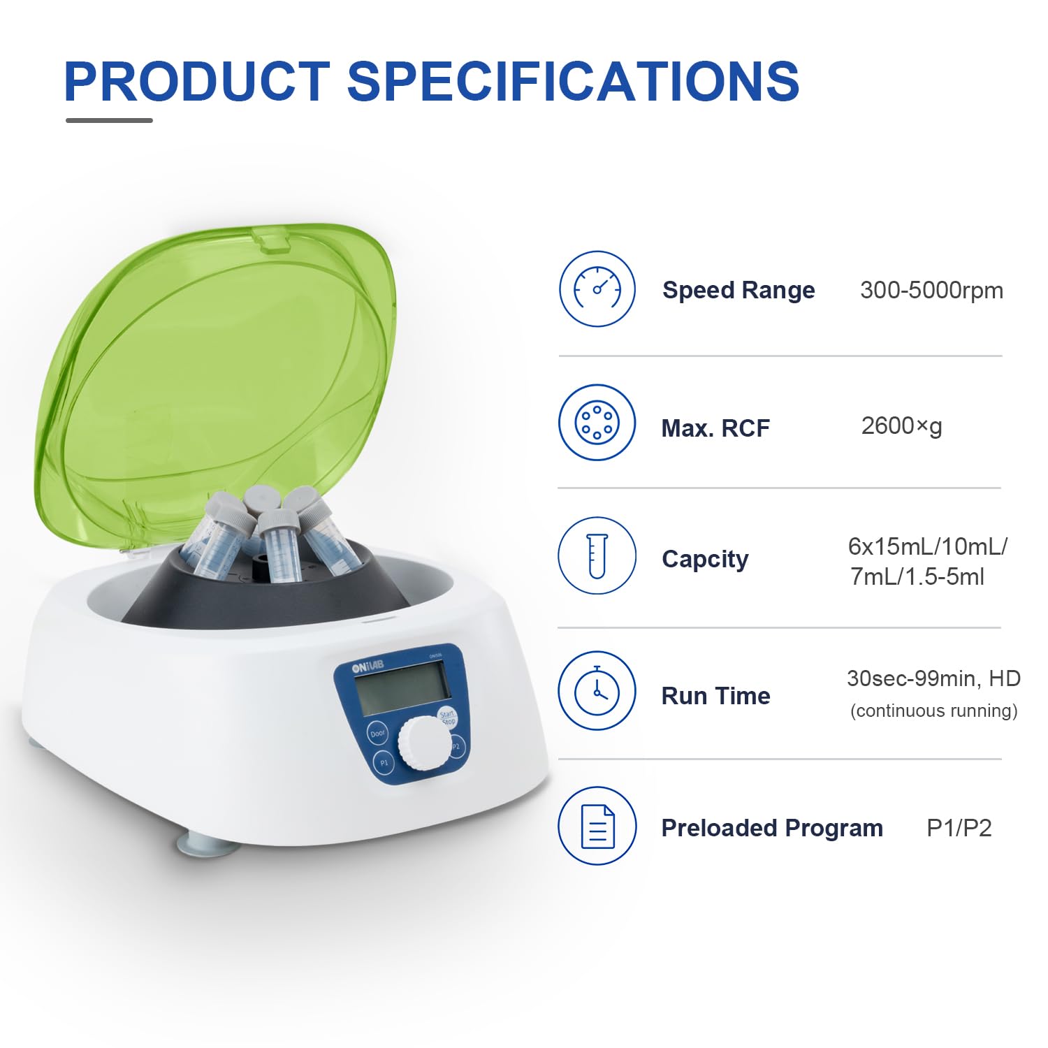 ONiLAB PRP Laborzentrifuge, 300-5000RPM, 2600×g, LCD