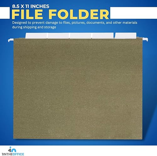 Miniatura 3 de 1InTheOffice Carpetas colgantes tamaño carta, carpetas de archivos organizadoras colgantes, carpetas colgantes verdes, pestañas de 15, 11 pt,