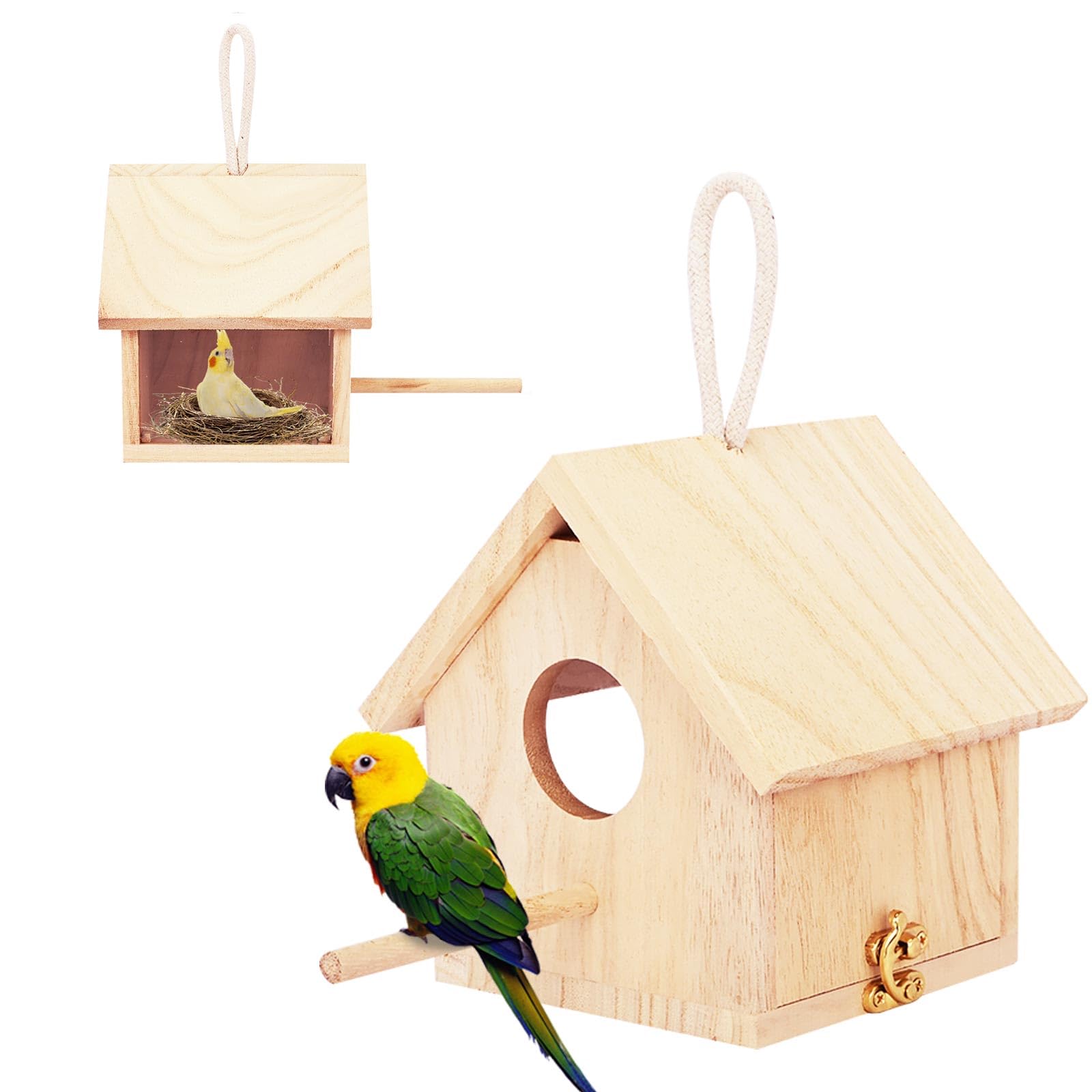 Amazon.co.jp: aleawol 野鳥用巣箱 完成品 鳥の巣 透明な覗き窓付き