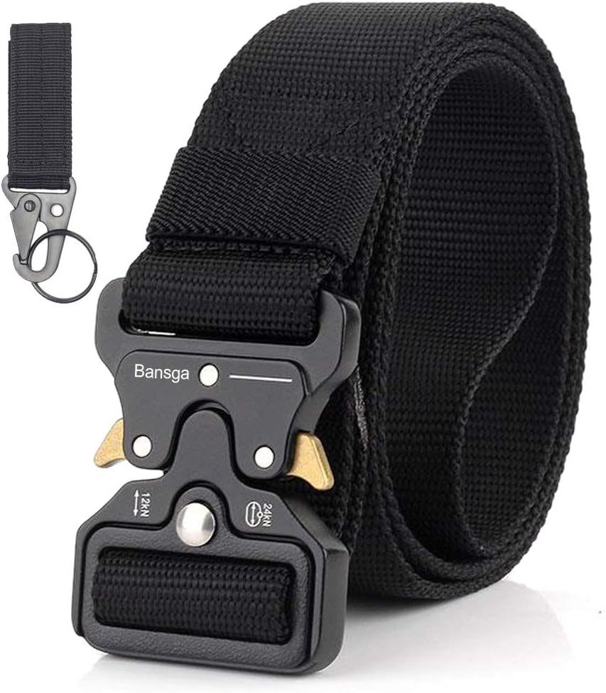 Men Tactical Belt, Military Style Quick Release Nylon Belt, Gift with Hook