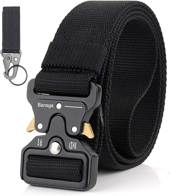 Men Tactical Belt, Military Style Quick Release Nylon Belt, Gift with Hook