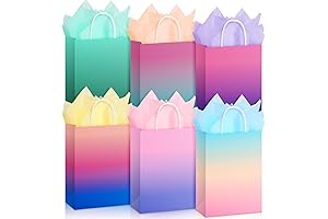 Pajean 24 Pack Gradient Handle Paper Party Favor Goodie Gift Bags