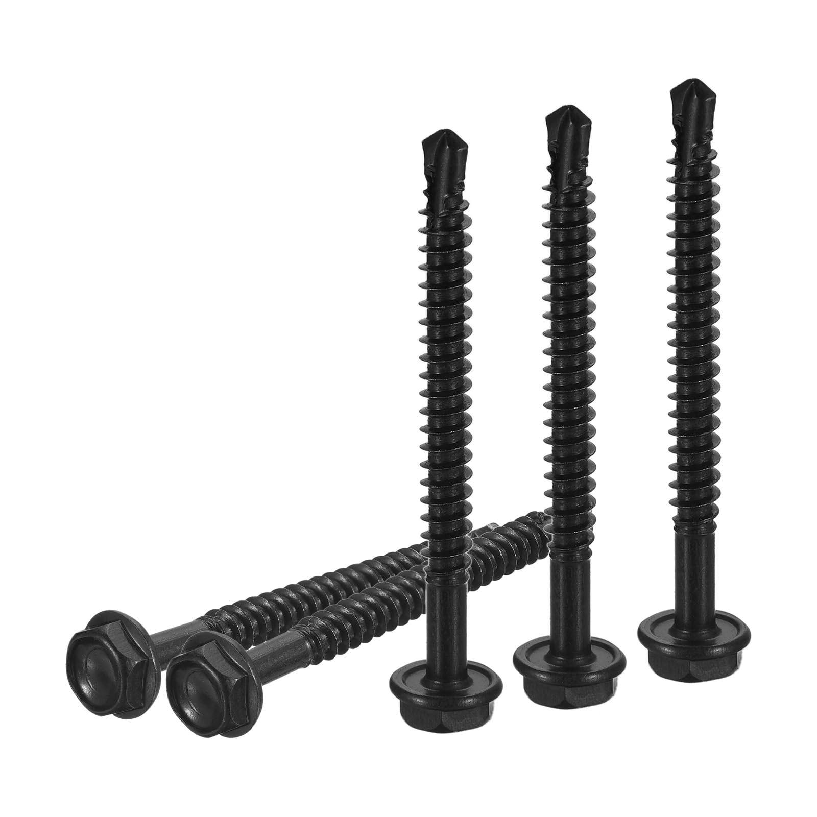 DTGN #10x2" Hex Washer Head Self Drilling Screws, 50Pack, Good for Machine, 410 Stainless Steel Black Oxide