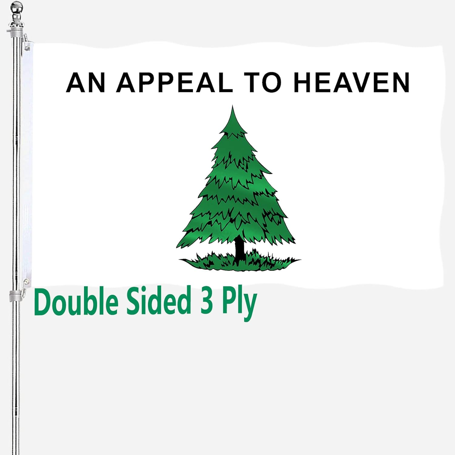 Liberty Tree Flag 3x5 FT An Appeal to Heaven Flags Double Sided 100% Polyester Fiber Pine Tree Flag Vibrant Colors with 2 Brass Grommets Sons of Liberty Edition
