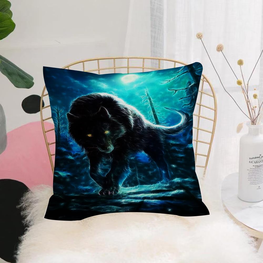 Hyosxw Shadow Wolf With Eyes As Bright As Lasers - A6 Cushion Cover,Throw Pillow Case Home Decorative For Living Room Bedroom Sofa Chair 18X18 Inch,Shadow Wolf With Eyes As Bright As Lasers,Pillowcase 45X45cm