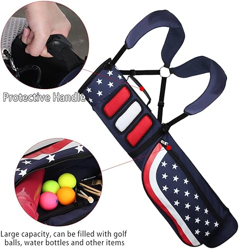 Miniatura 4 de Craftsman Golf Bolsa de golf con diseño de estrellas y rayas, color rojo, blanco, azul, ligero, fácil de transportar, para el hombro