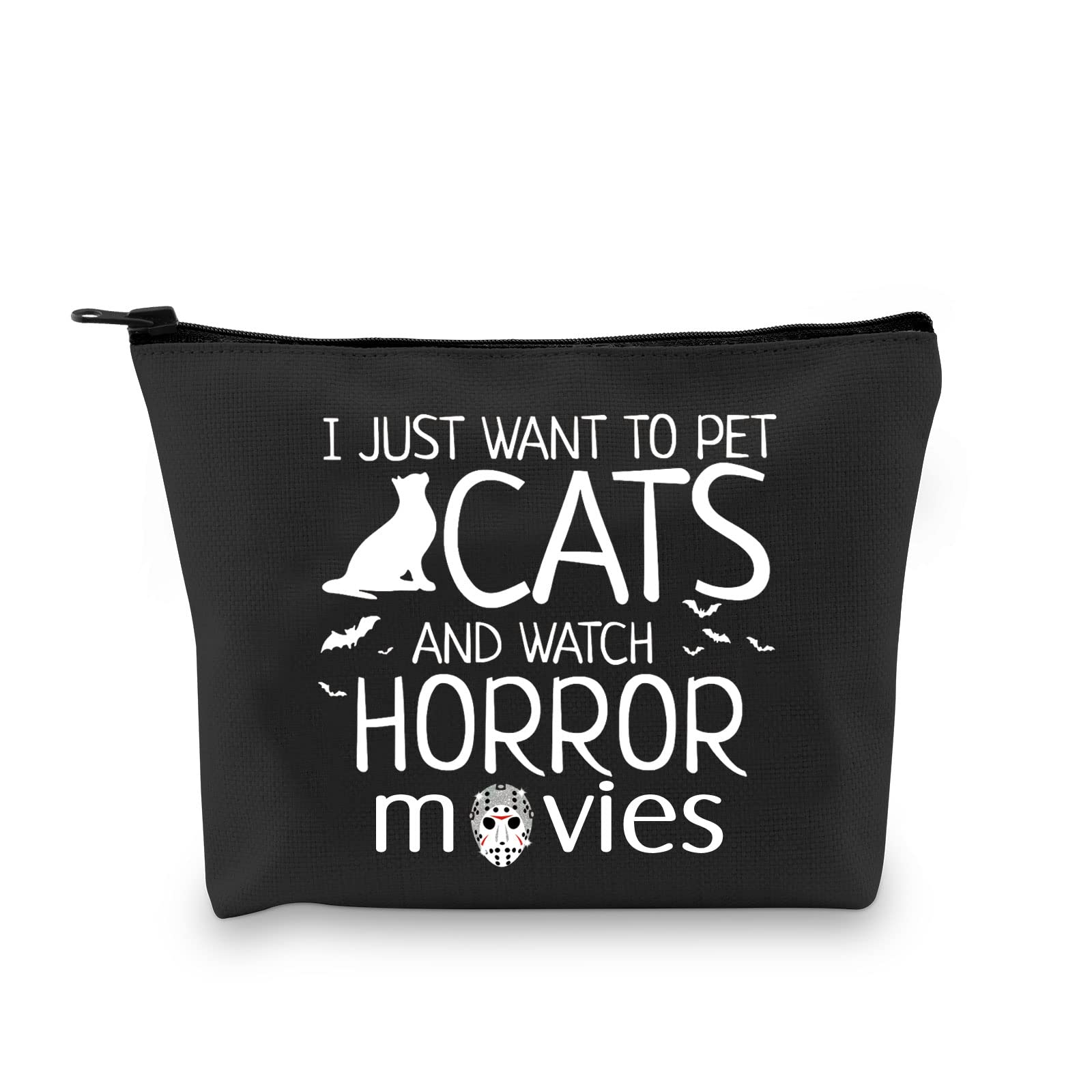 G2TUP Jason Horror Movie Gifts Halloween Jask Masks Zipper Pouch I Just Want to Pet Cats and Watch Horror Movies Cosplay Gift (Horror Movies Jason)