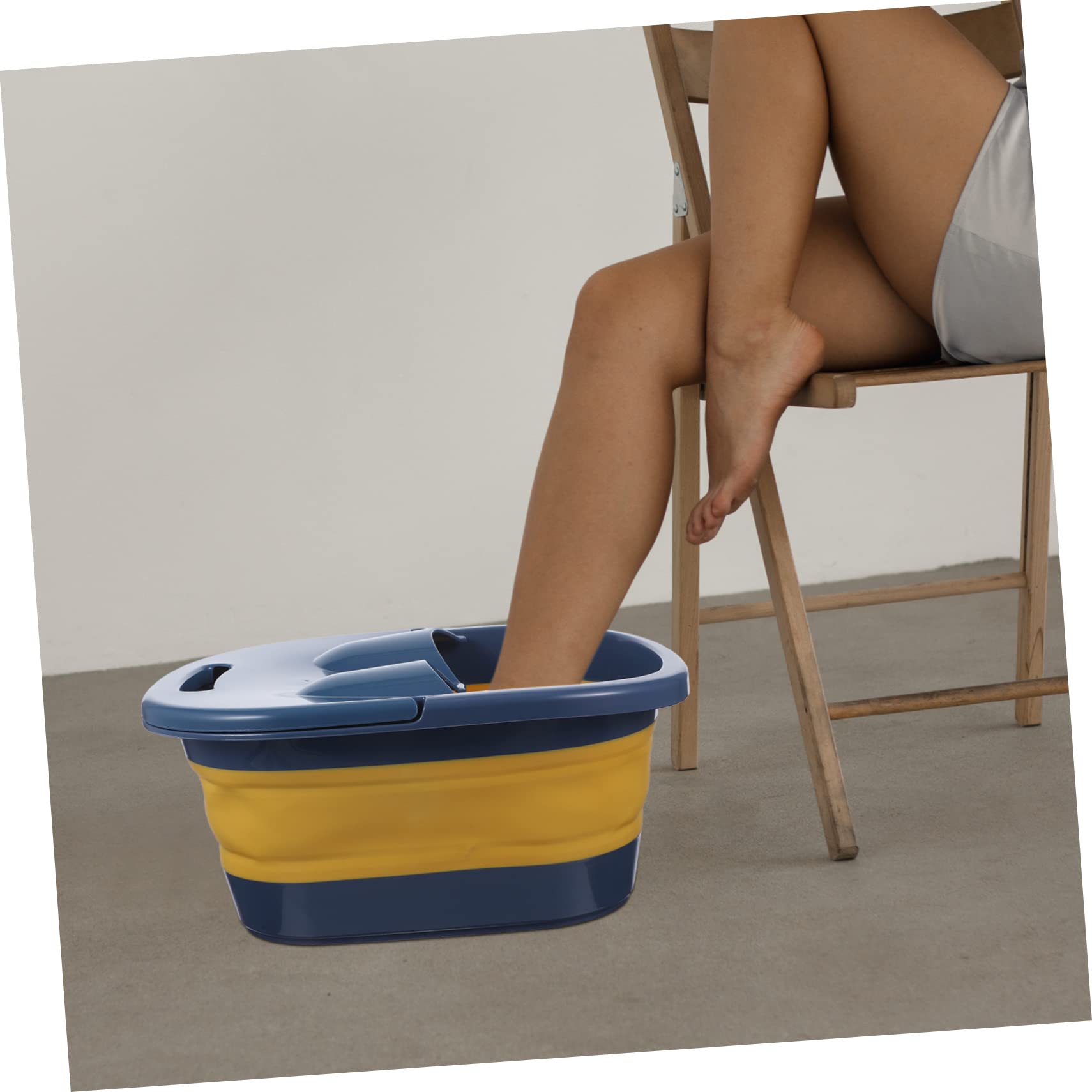 SHERCHPRY 1Pc Collapsible Foot Soak Basin Durable Portable Foot Bath Tub for Home Use Lightweight Folding Design with Massage Points for Relaxation and Hippo