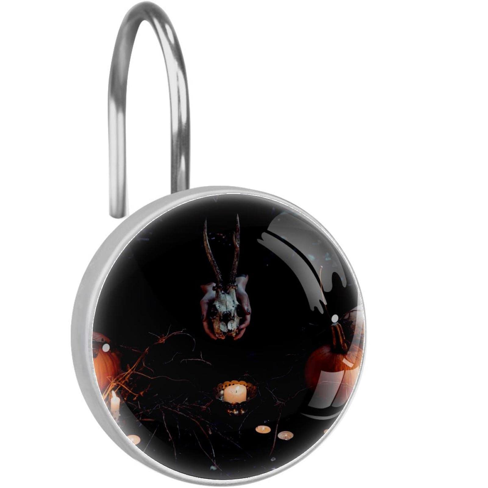 Crochets pour rideau de douche lot de 12 anneaux en acier inoxydable citrouille d'Halloween