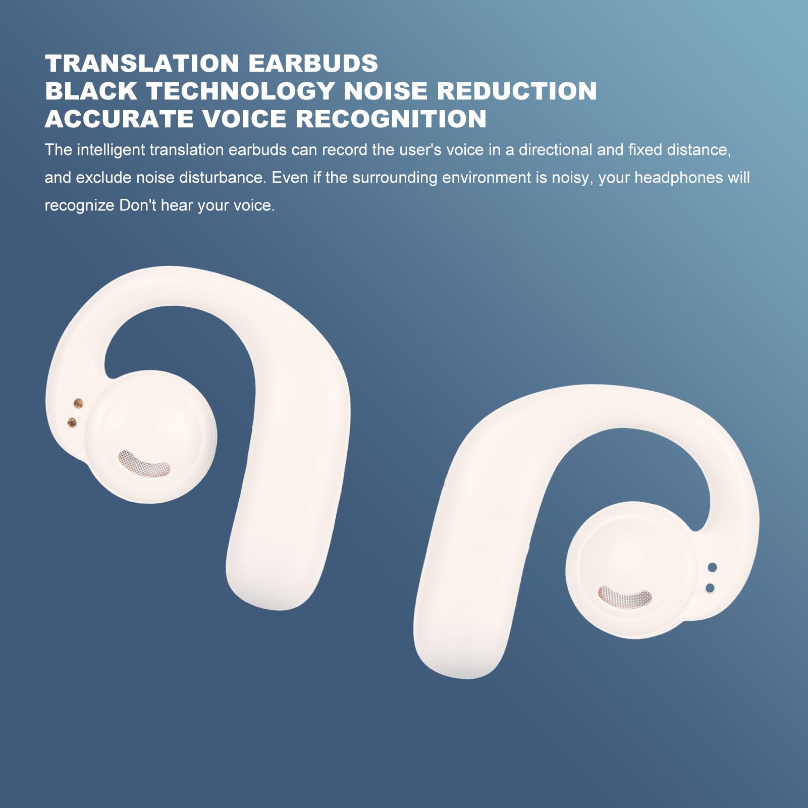 Septpenta S901 Słuchawki Douszne Z Tłumaczem, 144 Tłumaczenia Językowe, 3 Tryby, Dźwięk Stereo Słuchawki Douszne Bluetooth 5.3, Obuuszna Kontrola Odcisków Palców W Biurze(Biały)