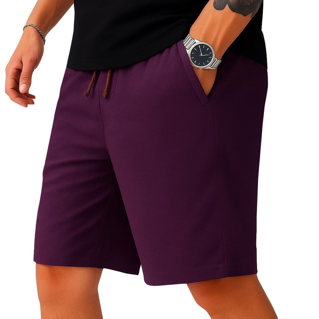 Men's Casual Slim Fit Shorts | Stylish Knee-Length Shorts with Elastic Waist | Summer Wear Short with Side Pockets for Gym Travel & Outdoor-image-19