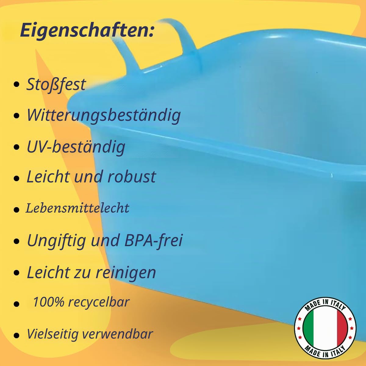Tomaino Kunststoff-Schüssel, quadratisch, Mehrzweckbehälter (10 l)