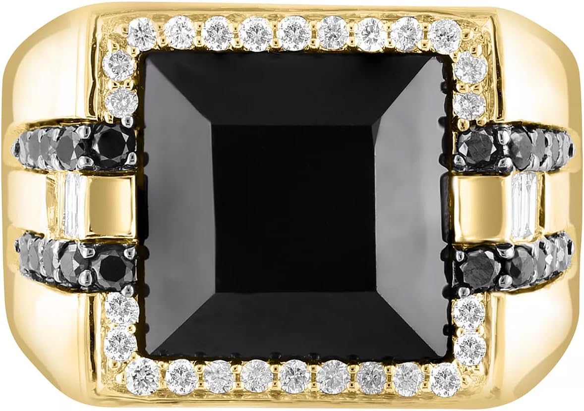 10K 14K 18K Solid Gold Men's Ring 1CT Black Onyx Ring for Men Yellow Gold Luxury Jewelry Men's Ring with Black Onyx Gifts Engagement Ring for Him Men’s Jewelry Size 4-16 - Image 2