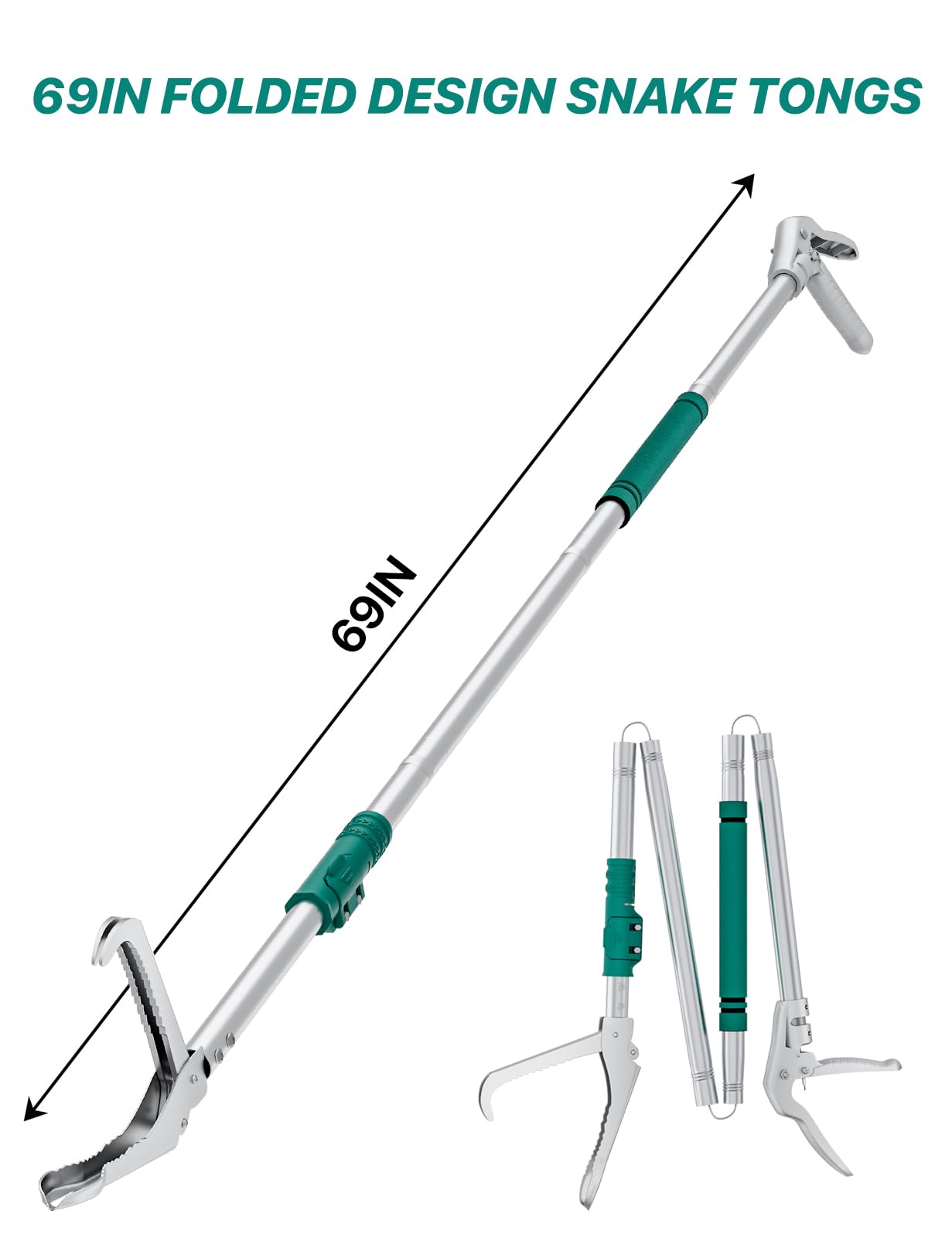 175,3 cm langer Schlangengreifer, professionelle, robuste Schlangenzange, lange Reichweite, Greifer für Camping, Garten und Notfall