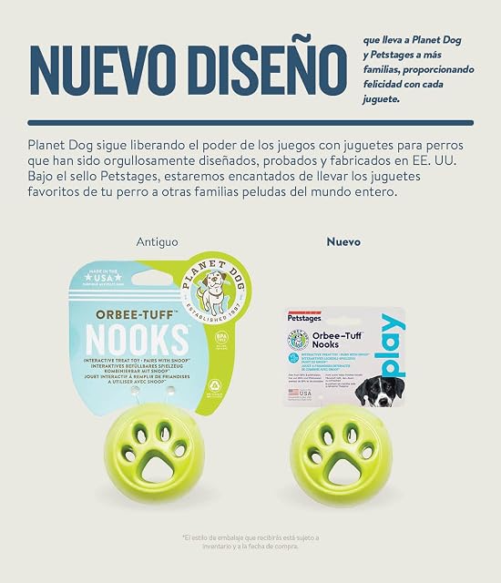 Foto 3 de 7 de Planet Dog Orbee-Tuff Nooks - Juguete con dispensador de recompensas para Perros - Patita Verde