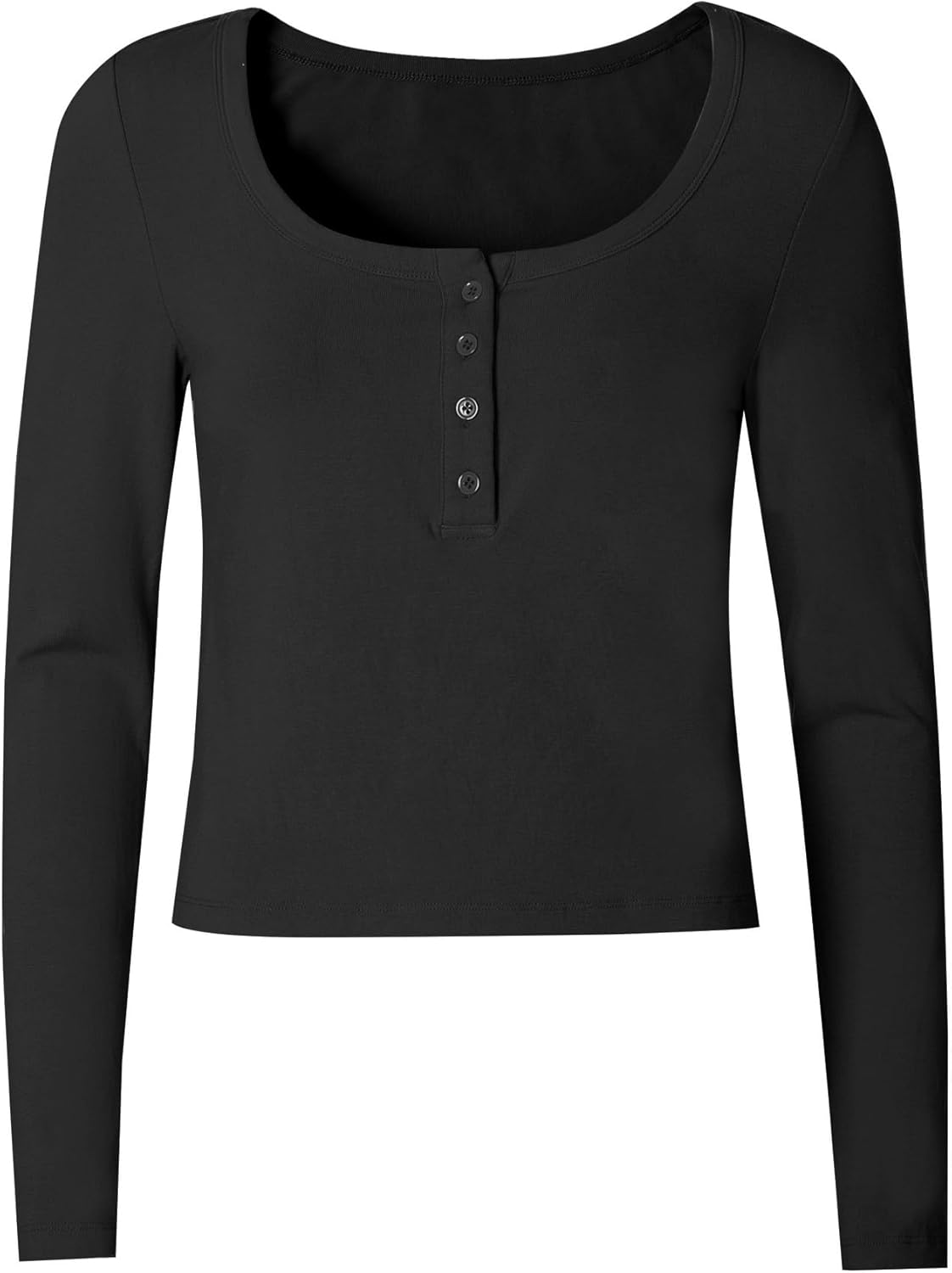 Womens Long Sleeve Henley Shirts Slim Fitted Basic Business Casual Button Up Trendy Fall Knit T-Shirts Tops Blouse - Image 4