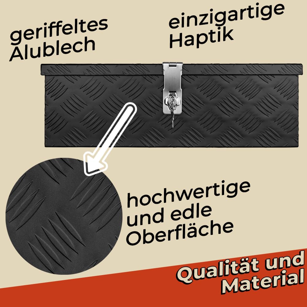 Trucky Caja de Barra de Tiro Negro Caja de Herramientas Caja de Camión Caja de Aluminio Caja de Remolque con Tapa Bloqueable Caja de Transporte D025