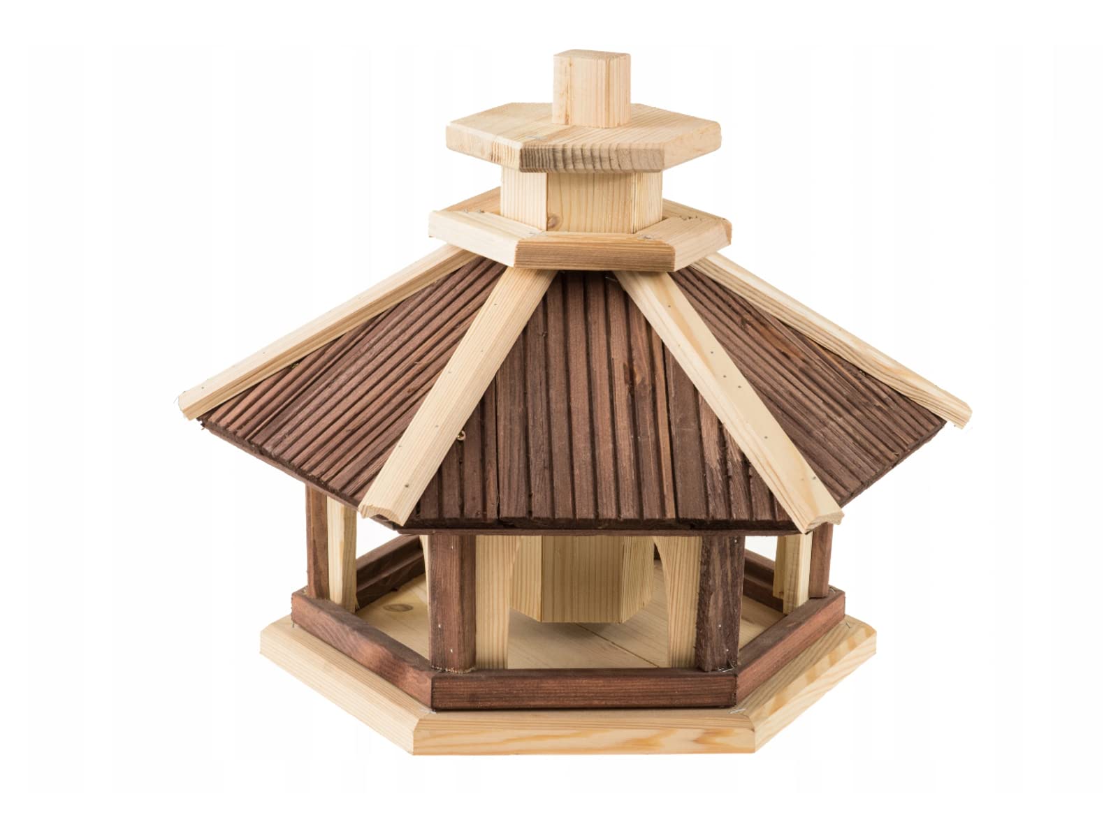 Damian-Wiklina Birdhouse, wooden birdhouse, bird feeder, nesting box, with stand (XXXL, Brown)