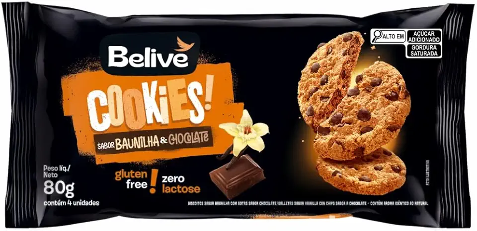 Cookie Sem Glúten Sem Lactose Sem Leite Baunilha e Chocolate Belive