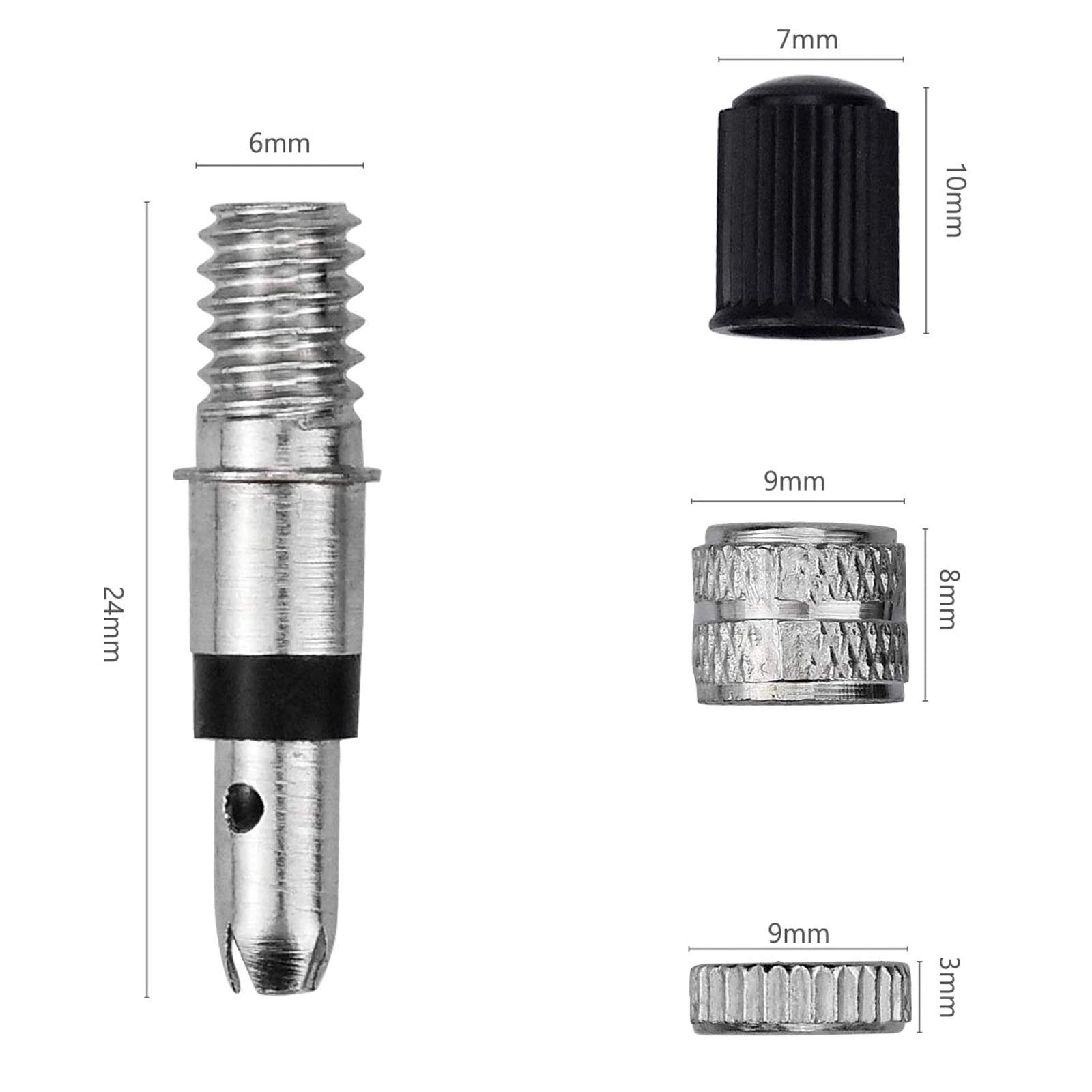 Kit Valvole Presta Per Bici - 10 Pezzi Con Inserti, Dadi E Tappi - Acciaio Inox, Universali Per Mountain Bike E City Bike - Foto 3