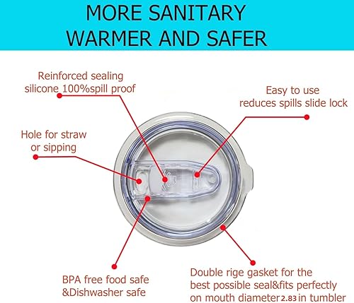 Miniatura 10 de Paquete de 2 tapas de repuesto para vaso de vino de 30 onzas, a prueba de derrames, de silicona, fundas deslizantes para vaso delgado, taza de café