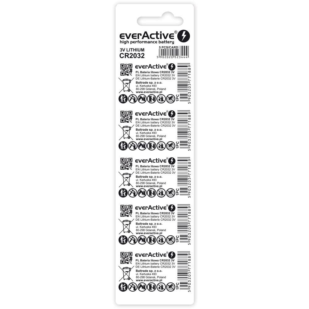 Everactive Cr2032 EV2016BL Bateria Jednorazowa, Srebrny, 5 Szt.