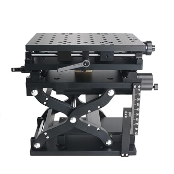 RATTMMOTOR HTXYZ210 XYZ Axis 50x80x110mm Stroke Manual Stage Sliding Table Adjust Platform Rotation Positioning Stage High Precision Lifting Horizontal Displacement Marking 3-Dimensional Working Table