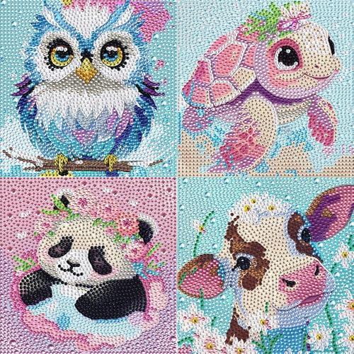 Ainiv 5D Diamond Painting Kit Completo, 4 Pack Cuadros Diamantes, Dibujos con Diamantes Painting para Adultos y Adolescentes Principiantes, Pintura con Diamantes para Manualidades Regalos