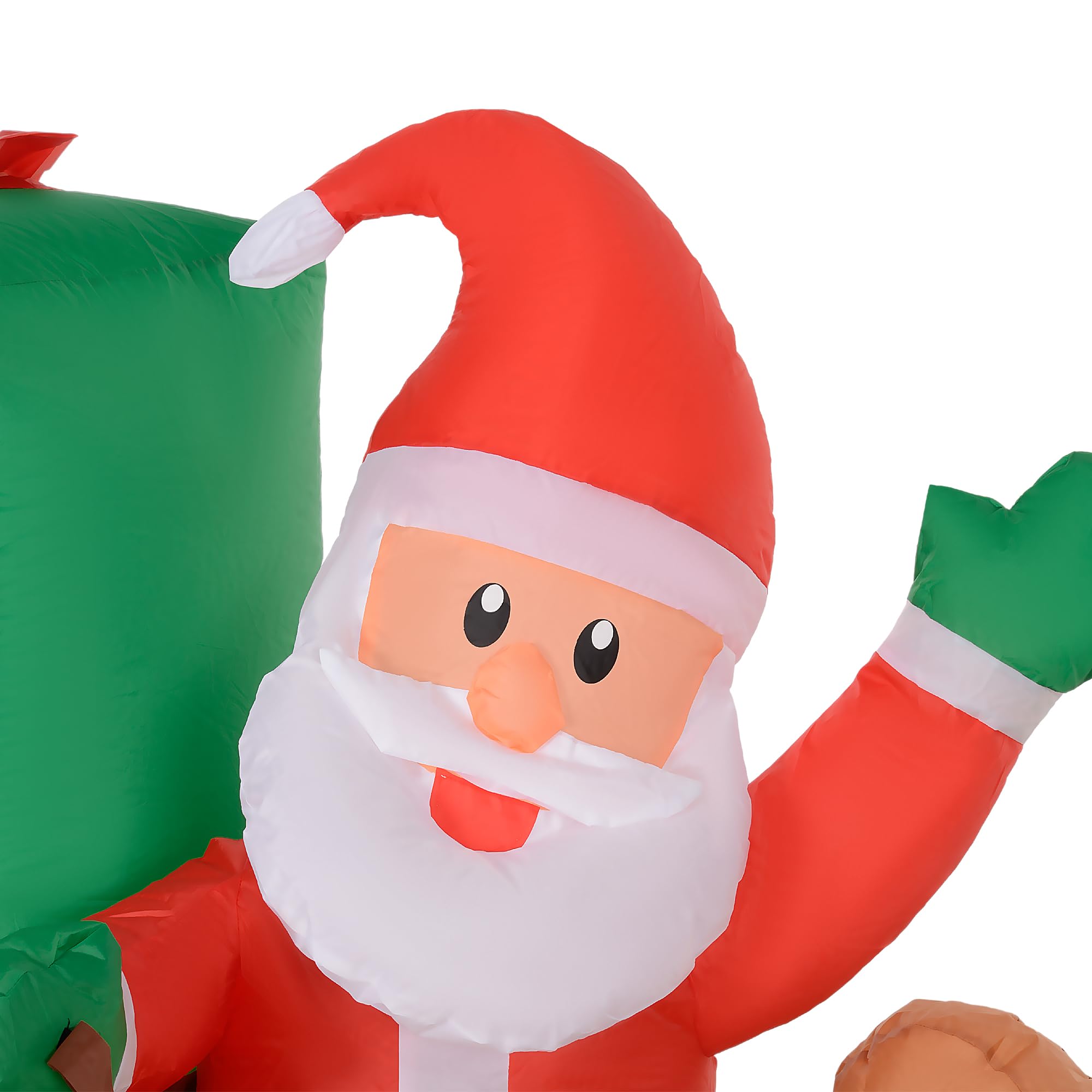 Outsunny Aufblasbar Weihnachtsdeko 2,1 m Weihnachtsmann mit Schlitten | Rentier, LED-Beleuchtung, Selbstaufblasende Weihnachtsbeleuchtung, für Innen- und Außenbereich