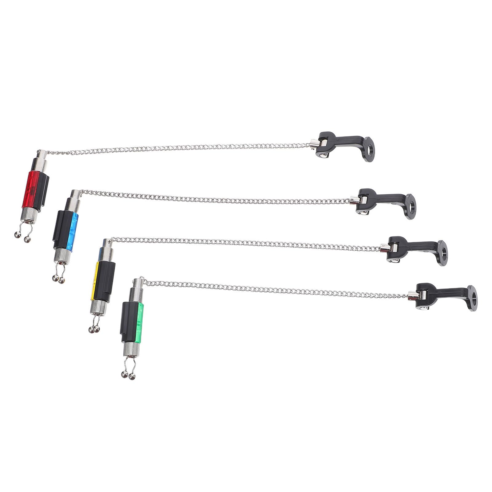 ULTECHNOVO 4 Piezas Alarmas de Pesca, Alarmas de Pesca de Carpas, Tensores Flexibles, Hierro y Plástico, Reduce Golpes y Ruido, Funcionamiento Silencioso, para Cañas de Pescar, Embalse y Río