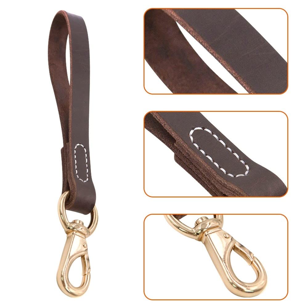 Guinzaglio Corto In Pelle Per Cani - Fatto In Spagna, 32 Cm, Nero - Foto 2