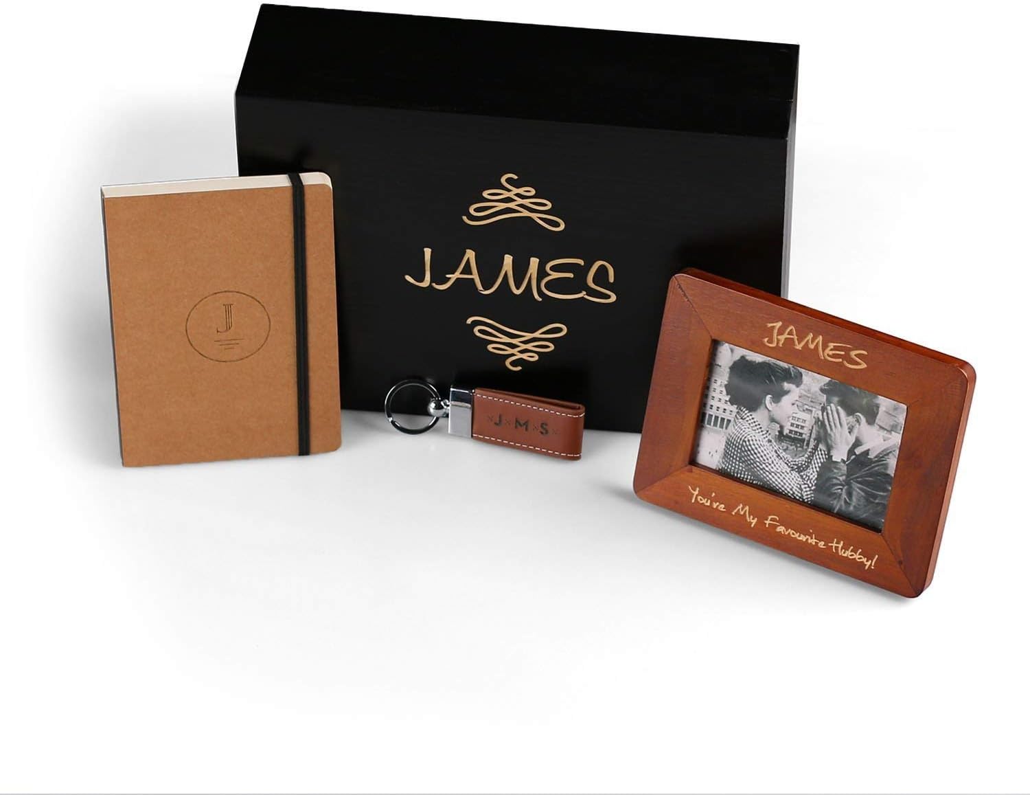 Making Memories Gift Set - Photo Frame, Personalised Keychain and Monogram Journal - Best Gift Idea for a New Beginning