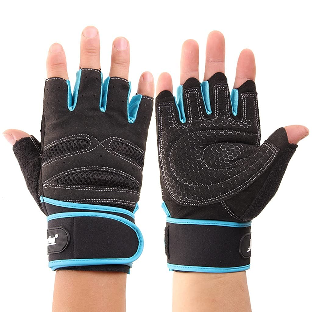 Unisex Erwachsene Handschuhe Fitness Gewichtheben Fäustlinge, Halbfinger-Sporthandschuhen, Verlängerte Armschienen, Hantel-Training, Horizontale Balken/Ein/S