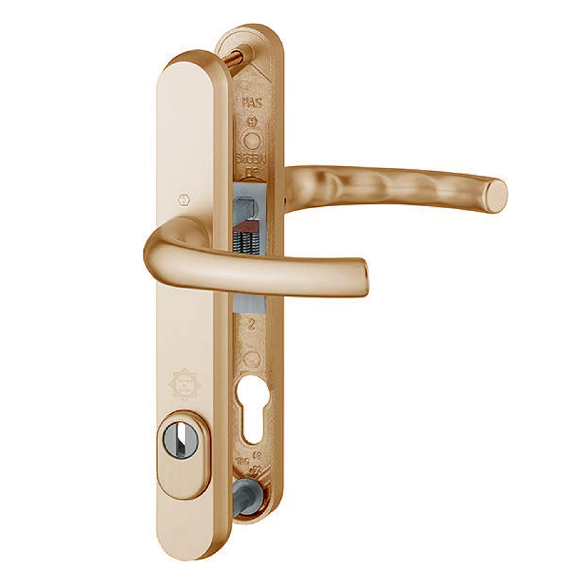 UPVCSTORE Hoppe Gold Tokyo PAS24 High Security uPVC Composite Door Handle Gold - SBD 215mm Screws