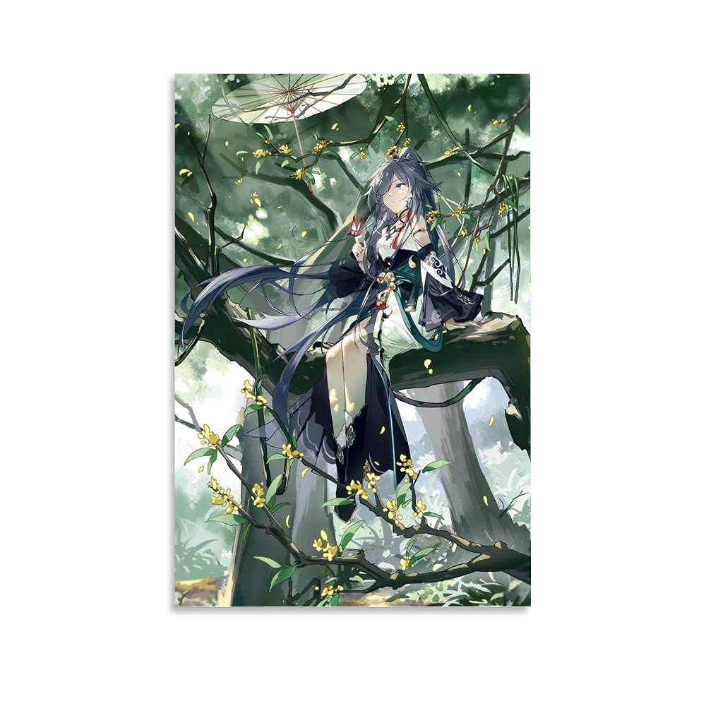 Hitecera Honkai Impact 3 Poster Fuhua Canvas Art Poster and Wall Art Picture Print Modern Family Bed
