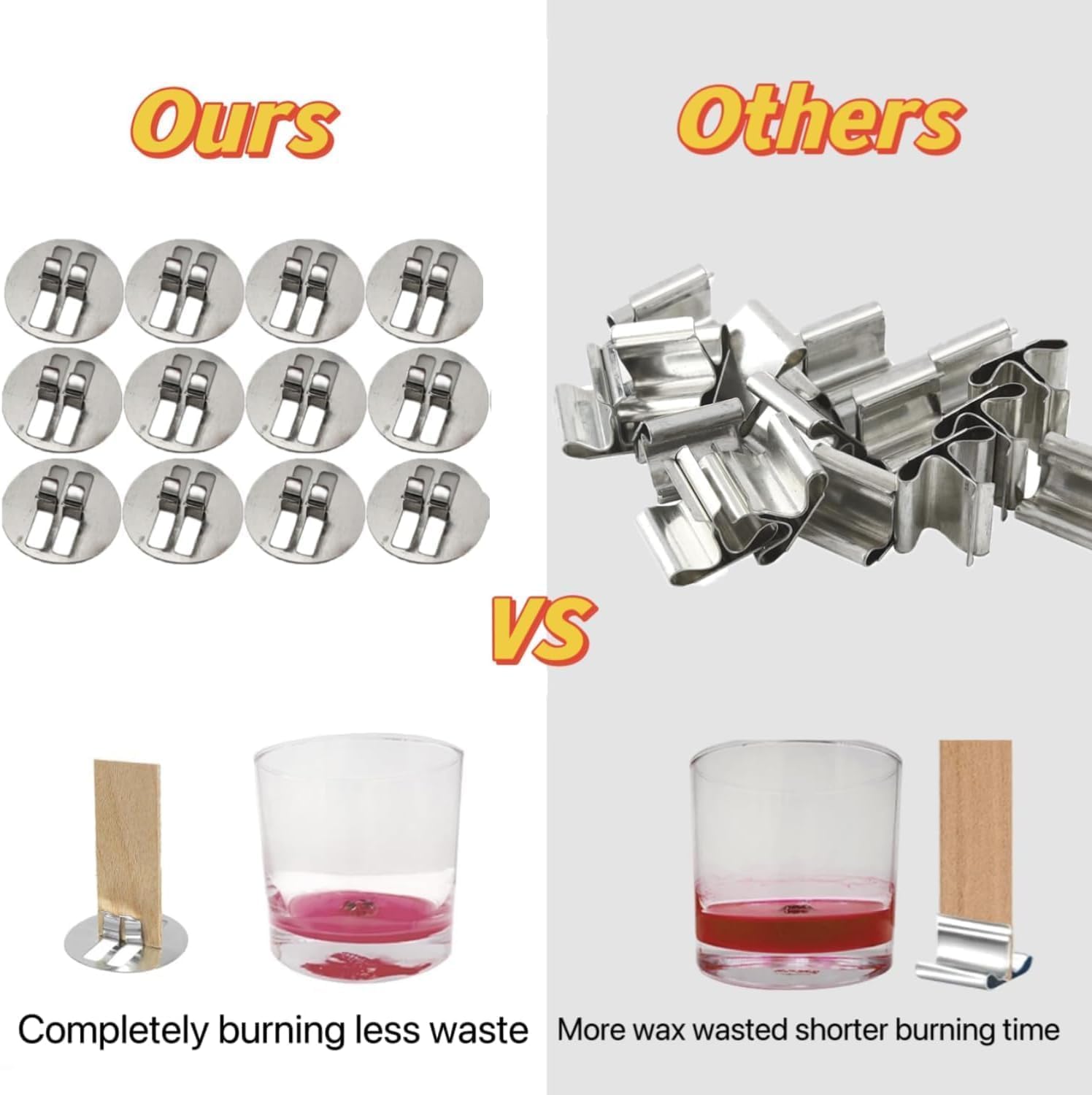 1000 pcs Wick Clip for Candle Making Wood Wick Holder Base Universal Wood Wick Clips Wooden Wicks Bases Metal Candle Wick Holders (Wicks not Included)